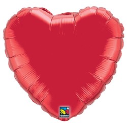 Egyszínű szív fólia lufi 18" 45cm piros szív, 23769, 