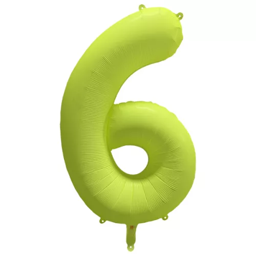 Számos lufi 34" 86cm óriás neon sárga szám, számjegy 6-os, 