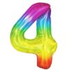 Számos lufi 34" 86cm óriás Rainbow, szivárvány, fólia szám, számjegy 4-es