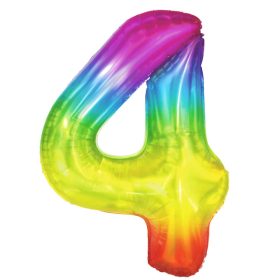   Számos lufi 34" 86cm óriás Rainbow, szivárvány, szám, számjegy 4-es