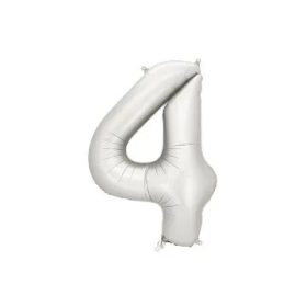   Számos lufi 34" 86cm óriás matt Ezüst szám, számjegy 4-es