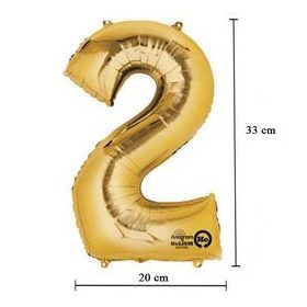   Számos lufi 14" (35cm) fólia szám, számjegy 2 levegővel tölthető, arany