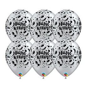   Névnapi latex lufi 11" 28cm 6db Boldog névnapot!, ezüst, q72494rp