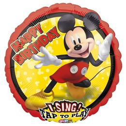 Éneklő, zenélő lufi 28" (71cm) Happy Birthday, Mickey Mouse, n4070301