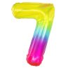 Számos lufi 34" 86cm óriás Rainbow, szivárvány, fólia szám, számjegy 7-es