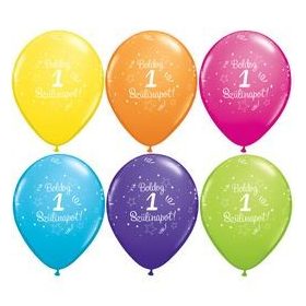   Szám, Számos latex lufi 11" 28cm 6db 1-es lufi Boldog 1. szülinapot!, q48134rp
