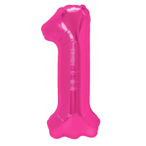 Számos lufi 14" (35cm) fólia szám, számjegy 1 levegővel tölthető, Rózsaszín