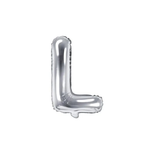Betű lufi 16" 40cm ezüst fólia betű, L betű, levegővel tölthető