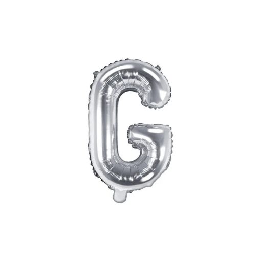 Betű lufi 16" 40cm ezüst fólia betű, G betű, levegővel tölthető