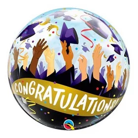 Ballagási Bubbles lufi 22" 56cm Congratulation