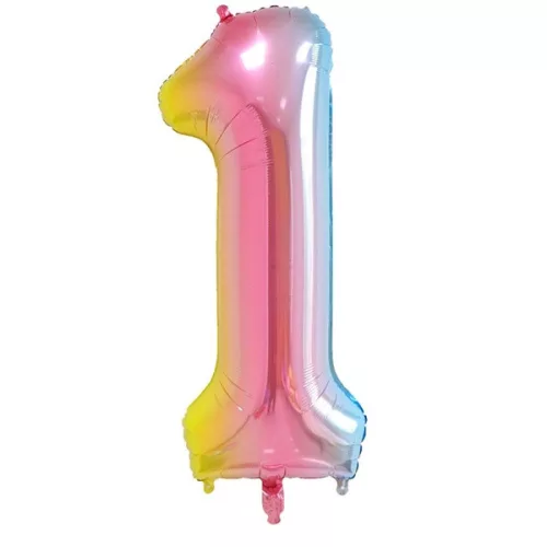Számos lufi 34" 86cm óriás Rainbow, szivárvány, szám, számjegy 1-es