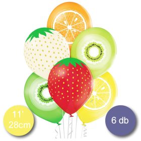   Mintás latex lufi 11" 28cm 6db gyümölcs, vegyes - Belbal