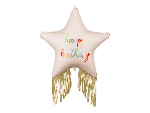 Csillag fólia lufi 28" 72cm csillag, Happy Birthday 