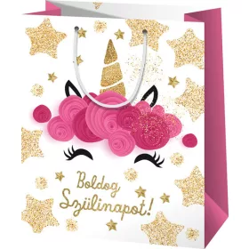 Dísztasak, nagy, álló, unikornis, Boldog szülinapot! 