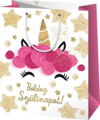 Dísztasak, nagy, álló, unikornis, Boldog szülinapot! 