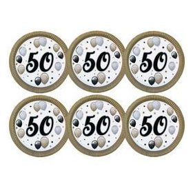 Papírtányér 50-es számmal 23cm 6db, Elegáns, 23278