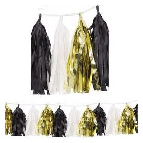   Rojtos girland, dekor füzér, 274cm fekete-fehér-arany, p62951