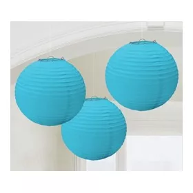 Lampion gömb 24cm 3db, türkiz