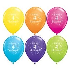   Szám, Számos latex lufi 11" 28cm 6db 4-es lufi Boldog 4. szülinapot!, q48191rp
