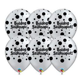  Szülinapi latex lufi 11" 28cm 6db Boldog születésnapot! ezüst, q72401rp