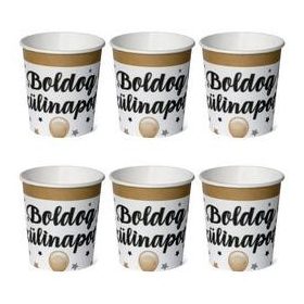 Papírpohár elegáns 2,5dl, 6db, Boldog szülinapot, 23315