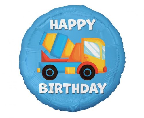 Fólia lufi 18" 45cm Járművek, Betonkeverő, Happy Birthday