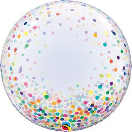 Deco Bubble lufi 24" 61cm krisztálytiszta, átlátszó, színes konfetti mintával