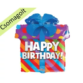   Szülinapi lufi 18" 45cm Happy Birthday, ajándékcsomag