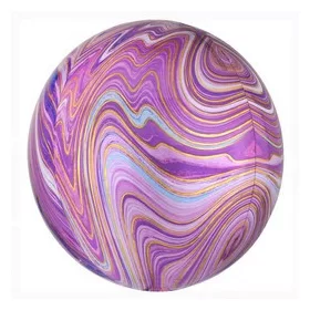 Gömb lufi 16" 40cm Orbz, Marble lila