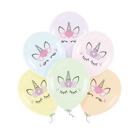 Mintás latex lufi 11" 28cm 6db, Unikornis