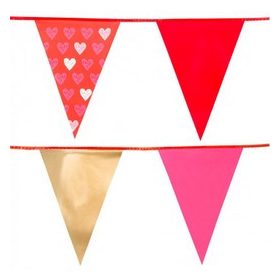 Zászlófüzér dekoráció 6db, szív, 48000