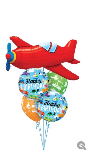 Héliumos luficsokor szülinapra, repülő, airplane Happy Birthday - INGYENES KISZÁLLÍTÁSSAL