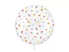 Buborék lufi gömb lufi 24" 60cm, átlátszó, konfetti mintás