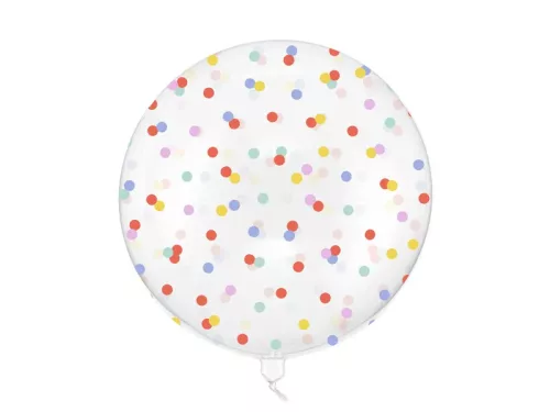 Buborék lufi gömb lufi 24" 60cm, átlátszó, konfetti mintás
