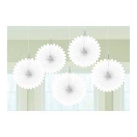 Függő dekoráció, legyező 15,2cm 5db, fehér