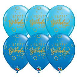 Szülinapi latex lufi 11" 28cm, 6db/csom, Happy Birthday, q29300rp