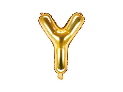 Betű lufi 14" 35cm arany fólia betű, Y betű, levegővel tölthető