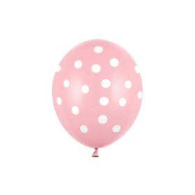   Mintás latex lufi 11" 28cm Rózsaszín lufi, fehér pöttyös