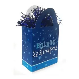   Léggömbsúly, nehezék 120g ajándéktasak forma, kék, Boldog Szülinapot, 25289