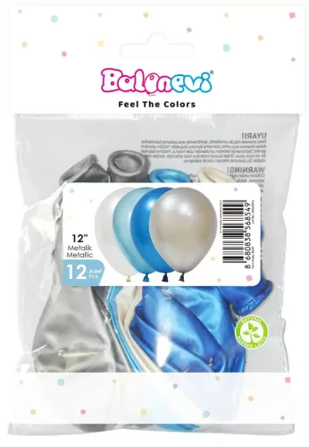 BALONEVI lufi, 12" 30cm, 12db/cs, Metallic Boy Assorted