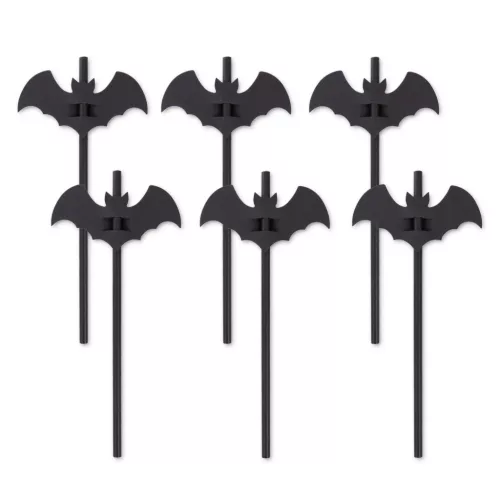 Halloween denevér szívószál 12db