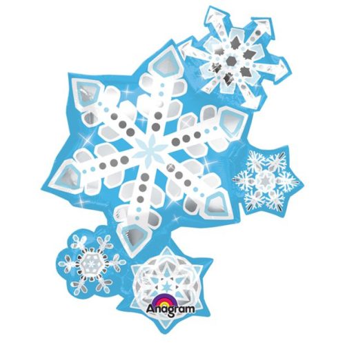 Óriás fólia lufi 27"  68 cm hópehely, Snowflake, n3830101, héliummal töltve