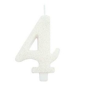 Számgyertya, csillogó fehér, 4-es, gi50804
