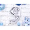 Számos lufi 34" 86cm óriás Ezüst szám, számjegy 9-es