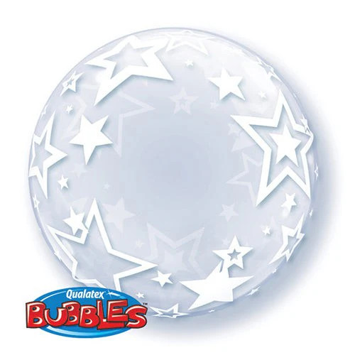 Deco Bubble lufi 24" 61cm krisztálytiszta, átlátszó, csillag mintával