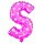 Betű lufi 16" 40cm rózsaszín fólia betű fehér szív mintával, S betű, levegővel tölthető