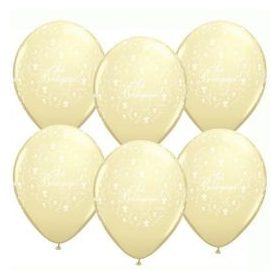   Esküvői latex lufi 11" 28cm, ivory, elefántcsont, ekrü, Sok boldogságot!, 606359-8bont