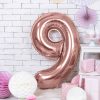 Számos lufi 34" 86cm óriás Rosegold szám, számjegy 9-es