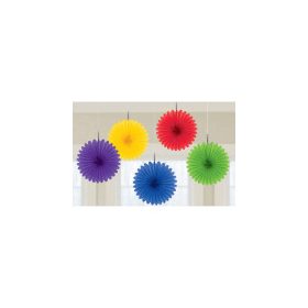   Függő dekoráció, legyező 15,2cm 5db vegyes színű, sötét