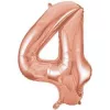 Számos lufi 34" 86cm óriás Rosegold szám, számjegy 4-es